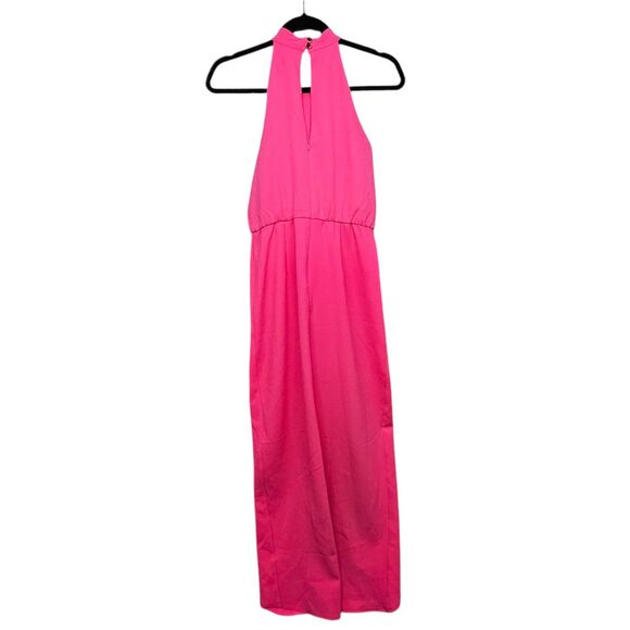 NWT Julia Jordan Midi Dress Women's 2 Fuchsia Pink Knot-Neck Tulip Hem (1111) - Picture 2 of 8